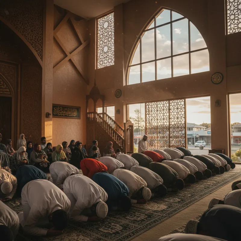 Muslim worshippers in South Auckland find spiritual rhythm through daily prayer times.