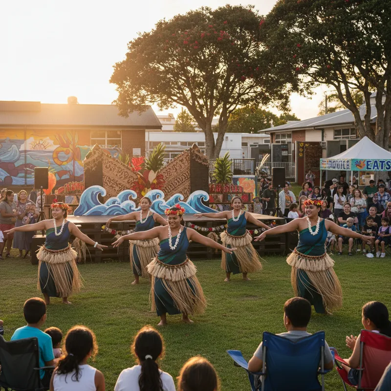 Dancers perform contemporary Moana movement at the Pacific Dance Festival in Papatoetoe, Auckland.