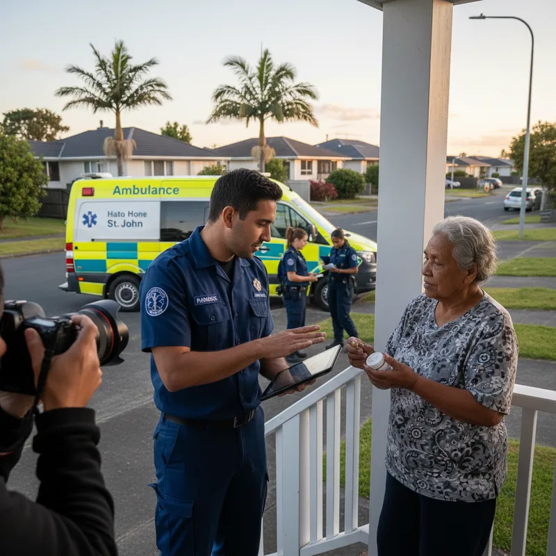 Paramedics in uniform outside a hospital, ready to provide medical care and prescribe medication.