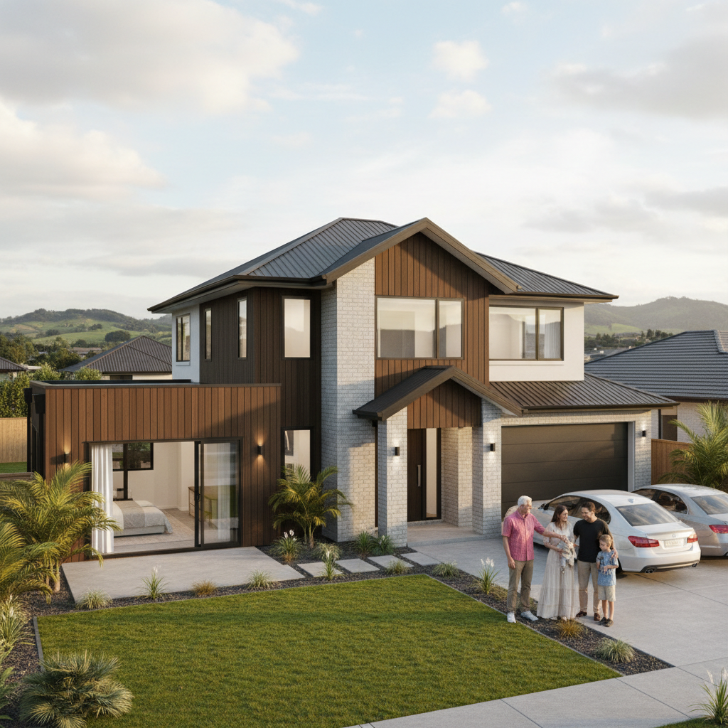 A spacious six-bedroom Papatoetoe home with a self-contained ground-floor unit designed for multi-generational families.