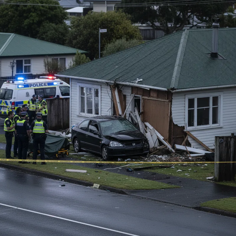 Stolen car crashed into an unoccupied house in Ōtara, resulting in a teenager's death.