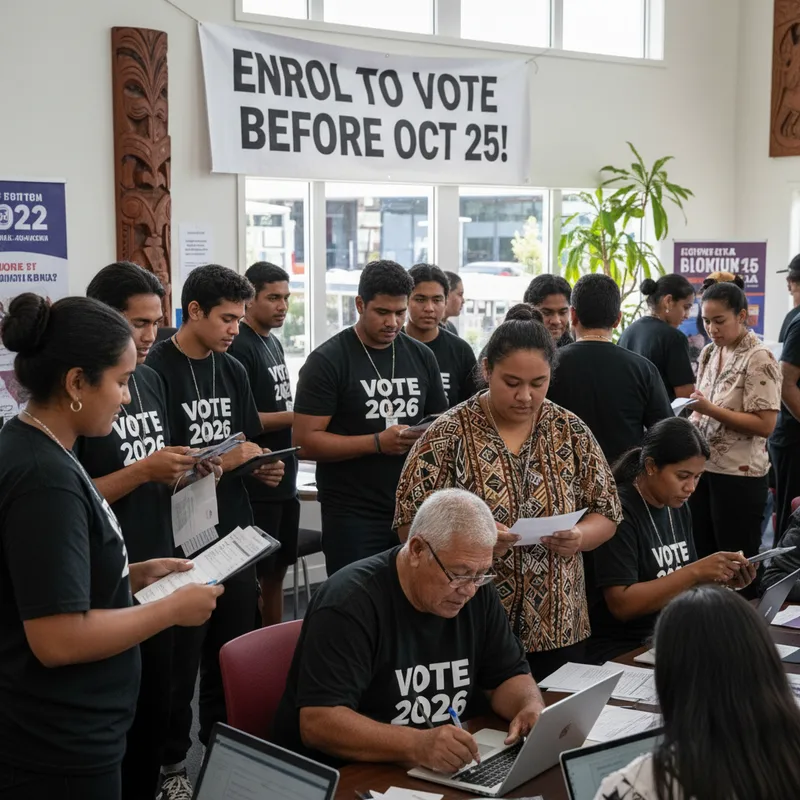 Pasifika and young voters in Papatoetoe & Otara region, with natural lighting.